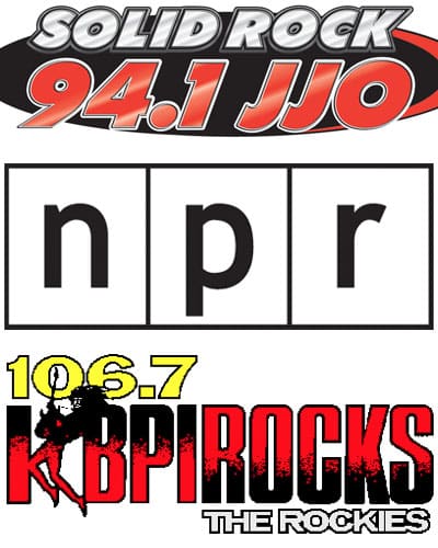 Solid Rock, NPR and 106.7 Radio logos